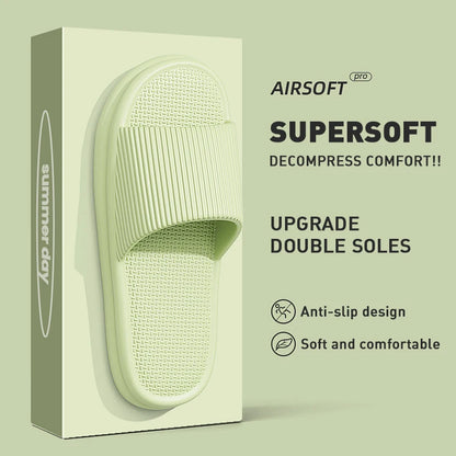 Summer Lovely Solid Color Home Slippers for Women Men Non-Slip EVA Bathroom Slides Females Concise Light Sandals Couples Shoes