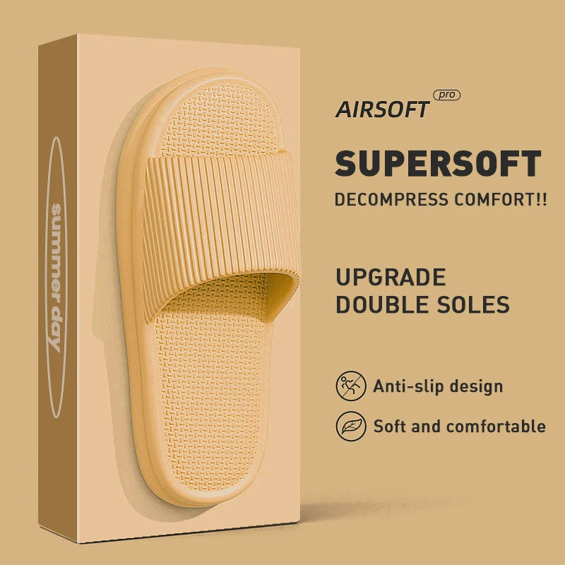Summer Lovely Solid Color Home Slippers for Women Men Non-Slip EVA Bathroom Slides Females Concise Light Sandals Couples Shoes