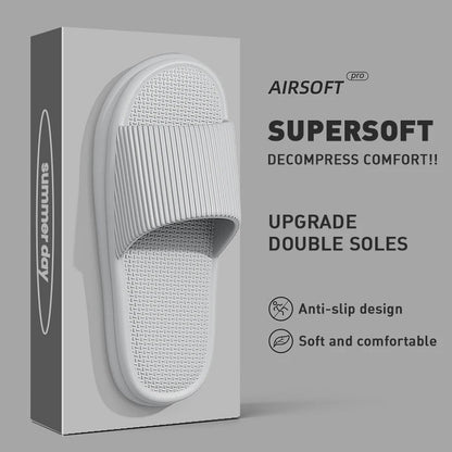 Summer Lovely Solid Color Home Slippers for Women Men Non-Slip EVA Bathroom Slides Females Concise Light Sandals Couples Shoes
