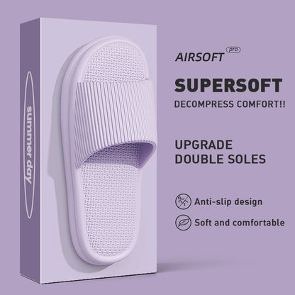 Summer Lovely Solid Color Home Slippers for Women Men Non-Slip EVA Bathroom Slides Females Concise Light Sandals Couples Shoes